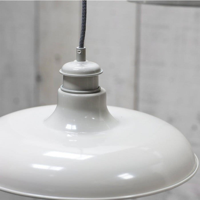 White Hanging Interior Barn Pendant Light by Garden Trading Close Up