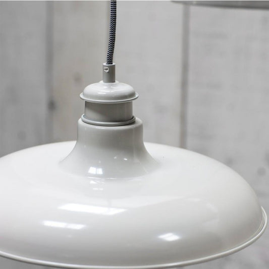 White Hanging Interior Barn Pendant Light by Garden Trading Close Up