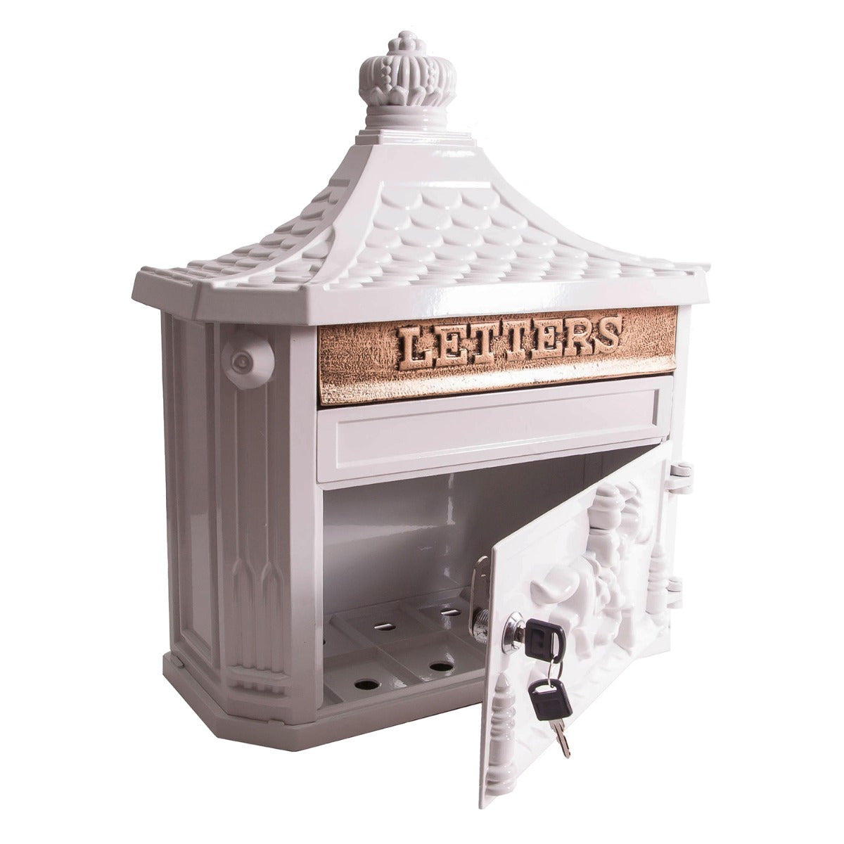 Cast Aluminium Wall Mounted Post Box with a Front Lockable Door
