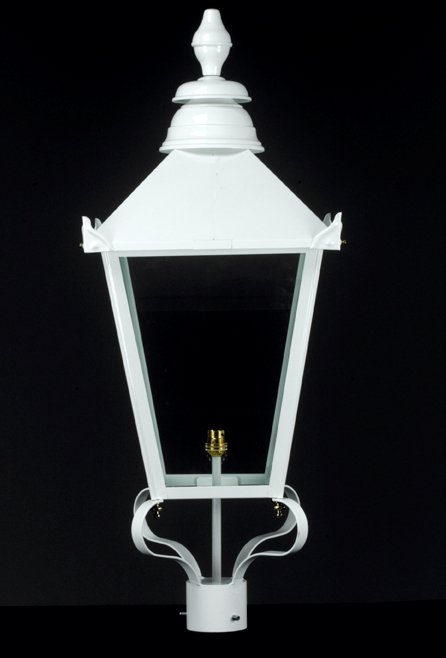Painted white lamp post lantern