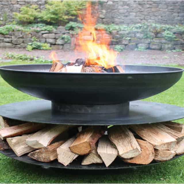 'Whiteford' Steel Circular Fire Pit And Barbecue with Four Swing Arm Grill - 90cm - thumbnail