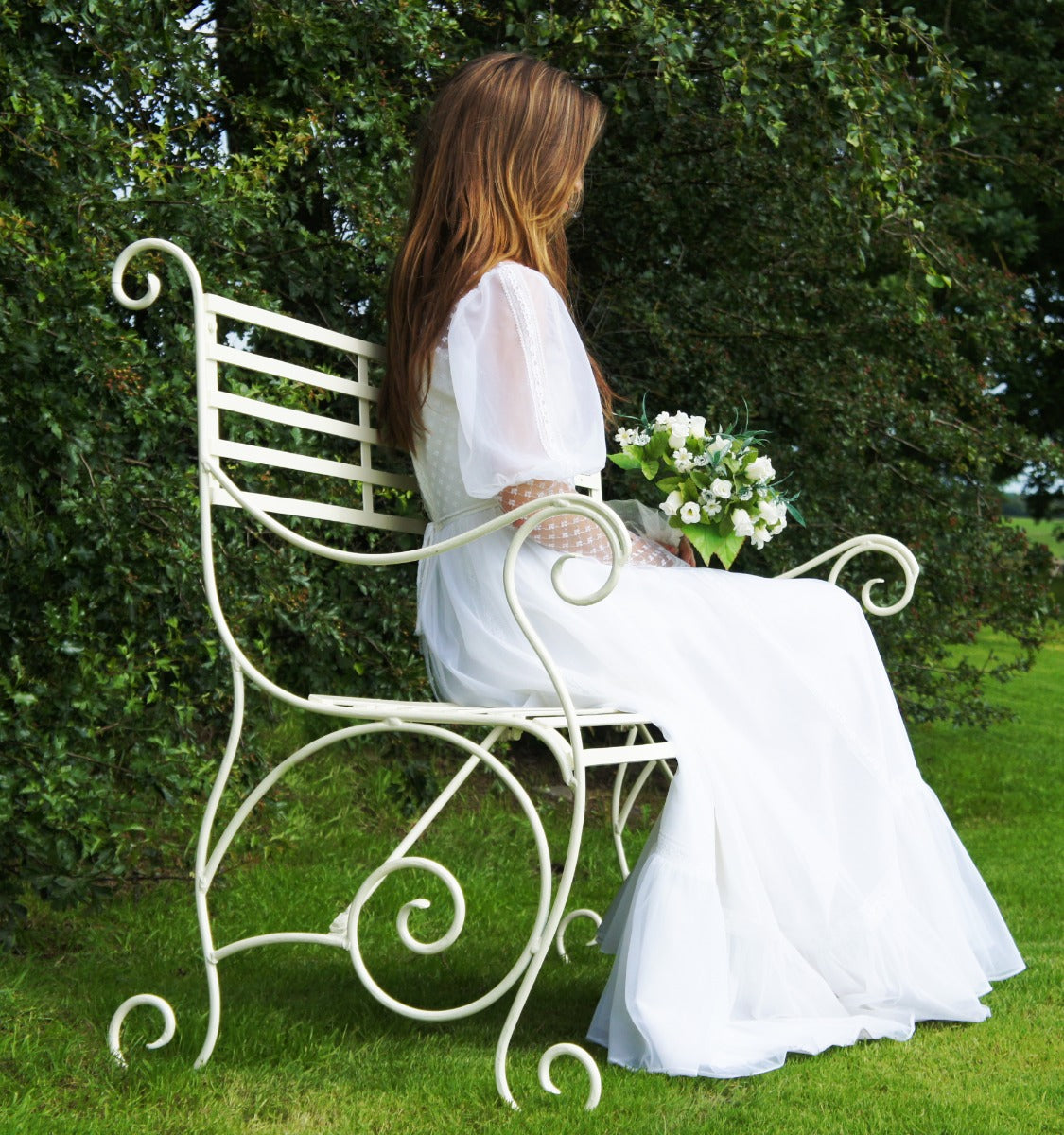 The Westminster Scroll Cream Garden Bench