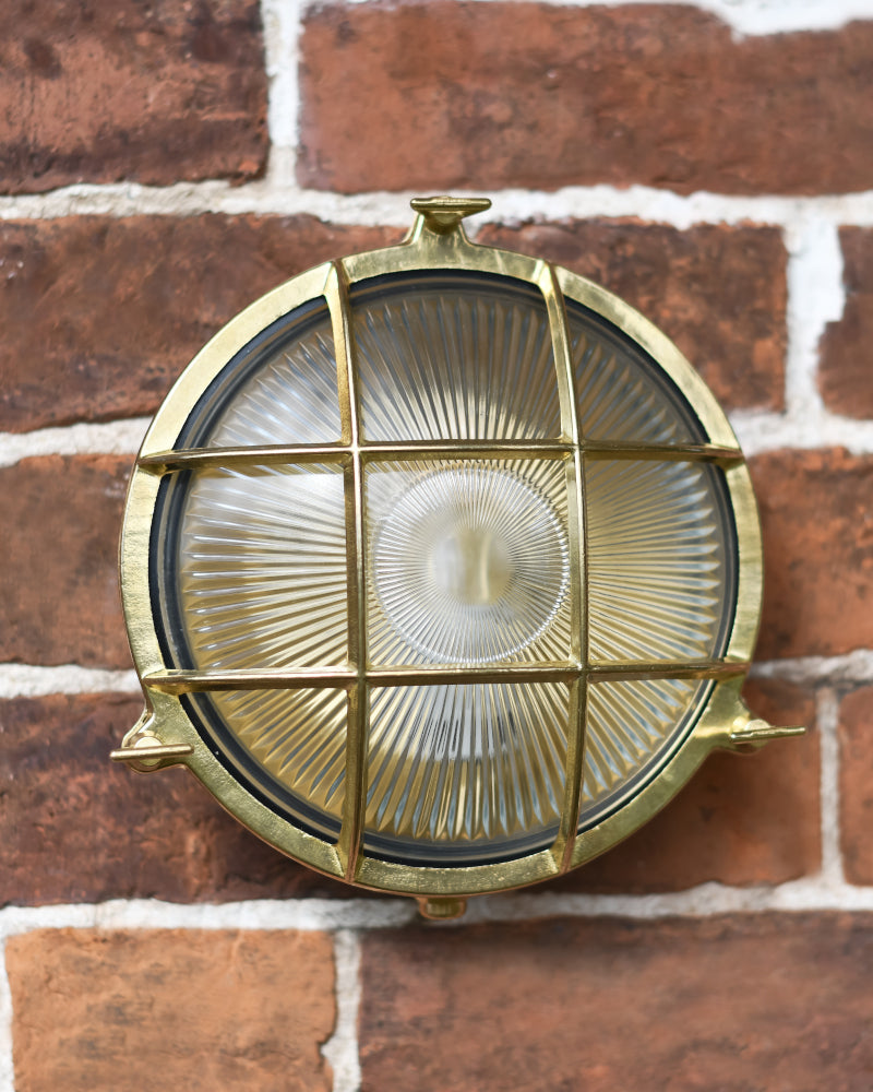 Front view of the anitque brass wall light 
