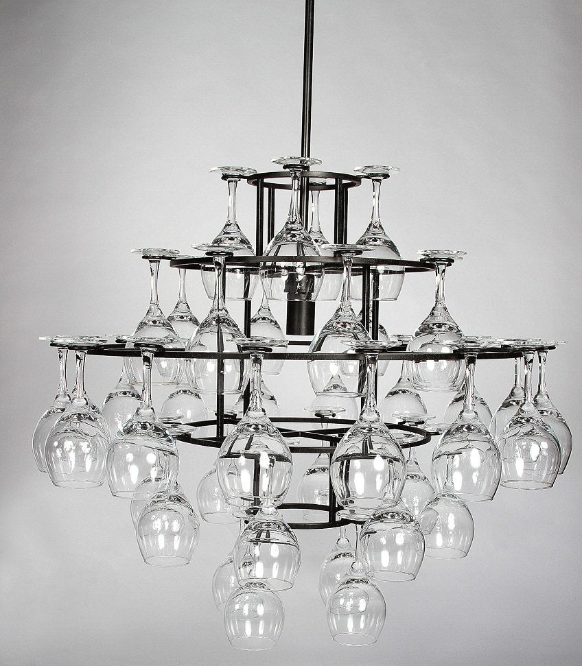 Wine glass hanging holder with light