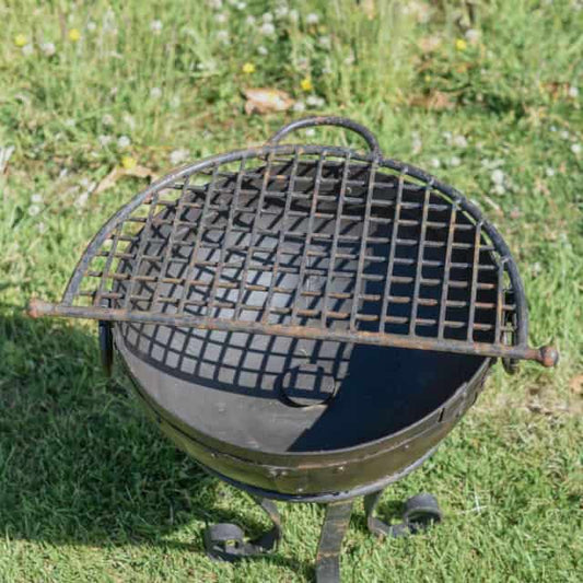 'Wolsdon' 60cm Wrought Iron Kadai Fire Bowl And Grill Set - thumbnail