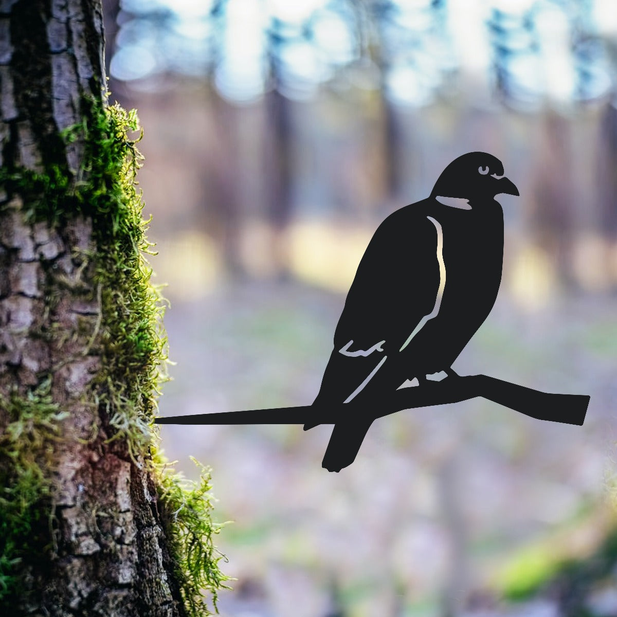 Wood Pigeon Garden Sheet Steel Tree Spike In Black