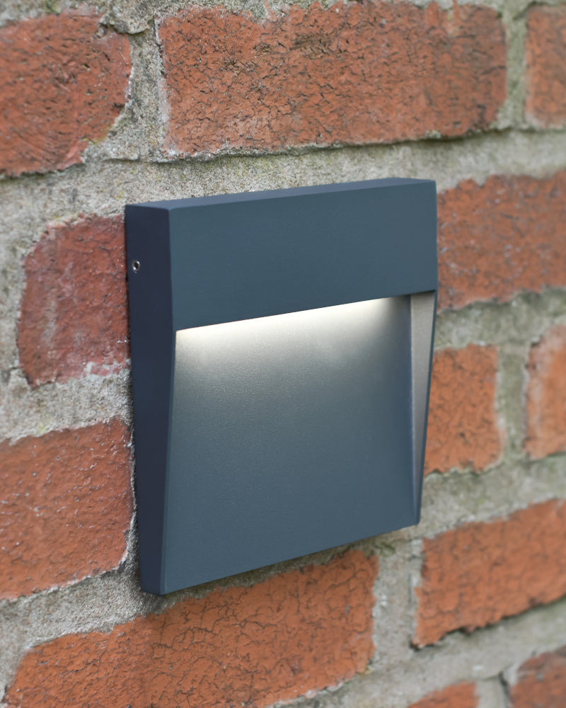Angled view of the step wall light