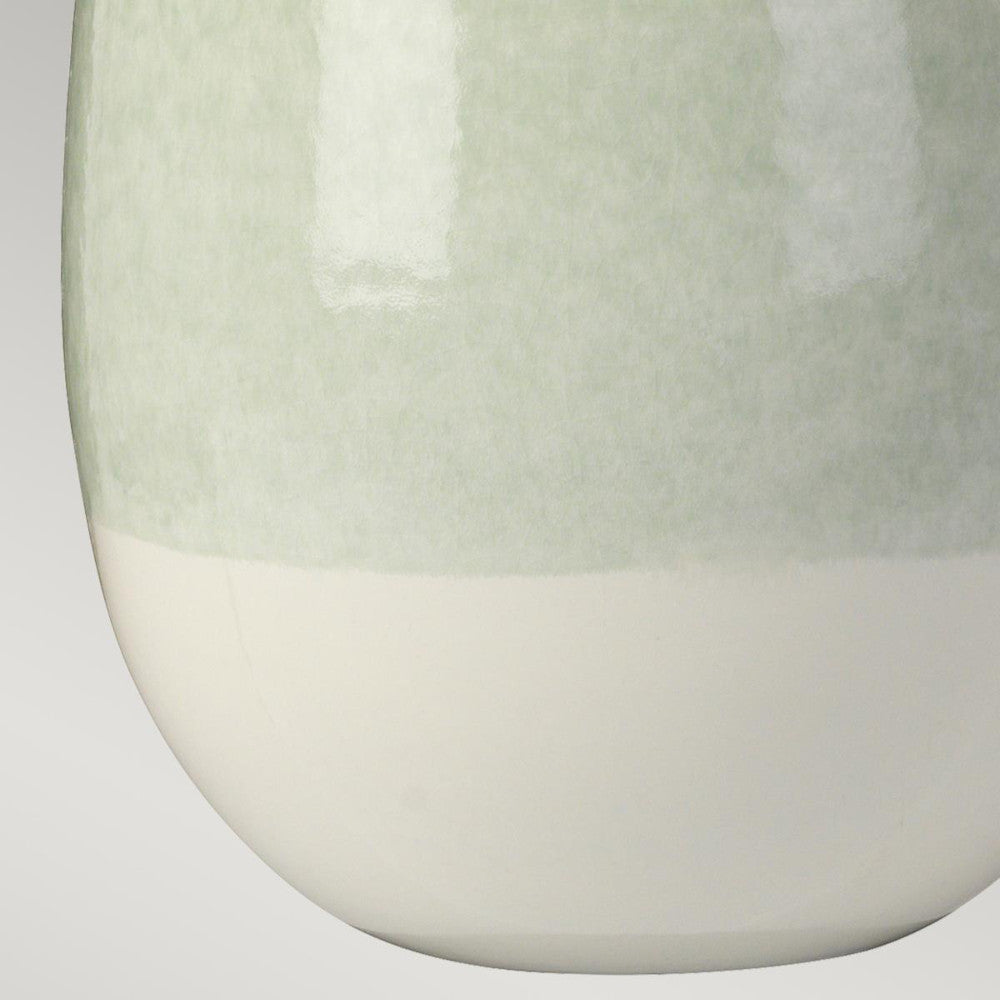 Magnified view of the pale green ceramic base