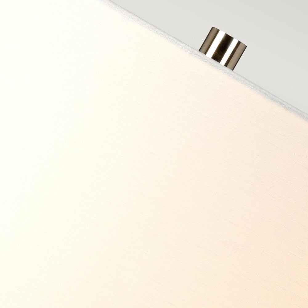 View of the white linen lamp shade