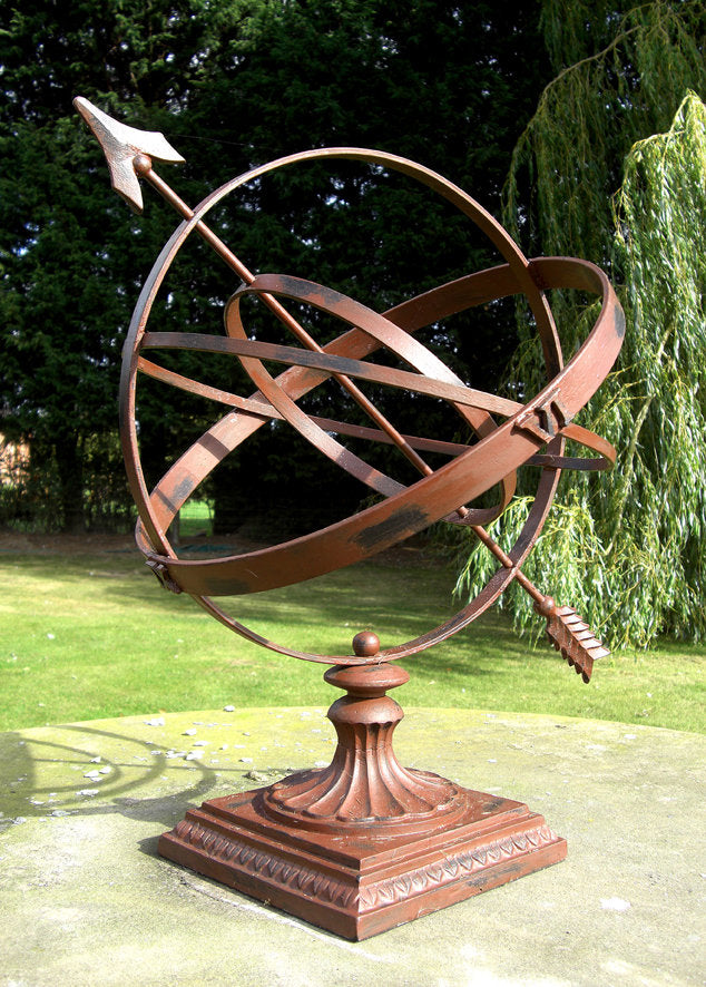 Square Base Wrought Iron Armillary Sphere