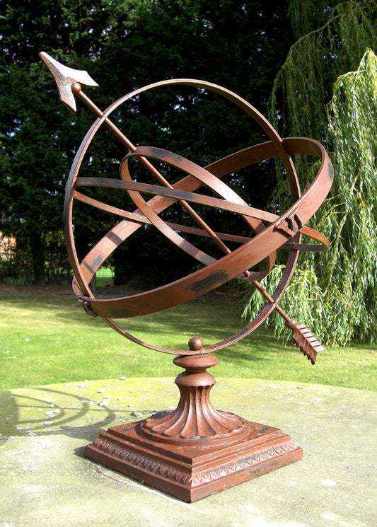 Square Base Wrought Iron Armillary Sphere