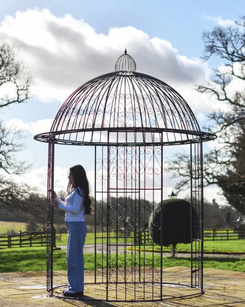 life size scale of the 'Adlington' Wrought Iron Black Gazebo 