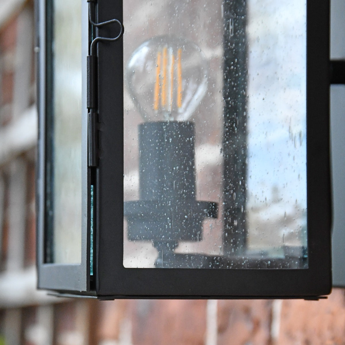 Wrought Iron Wall Lantern with Curved Bracket