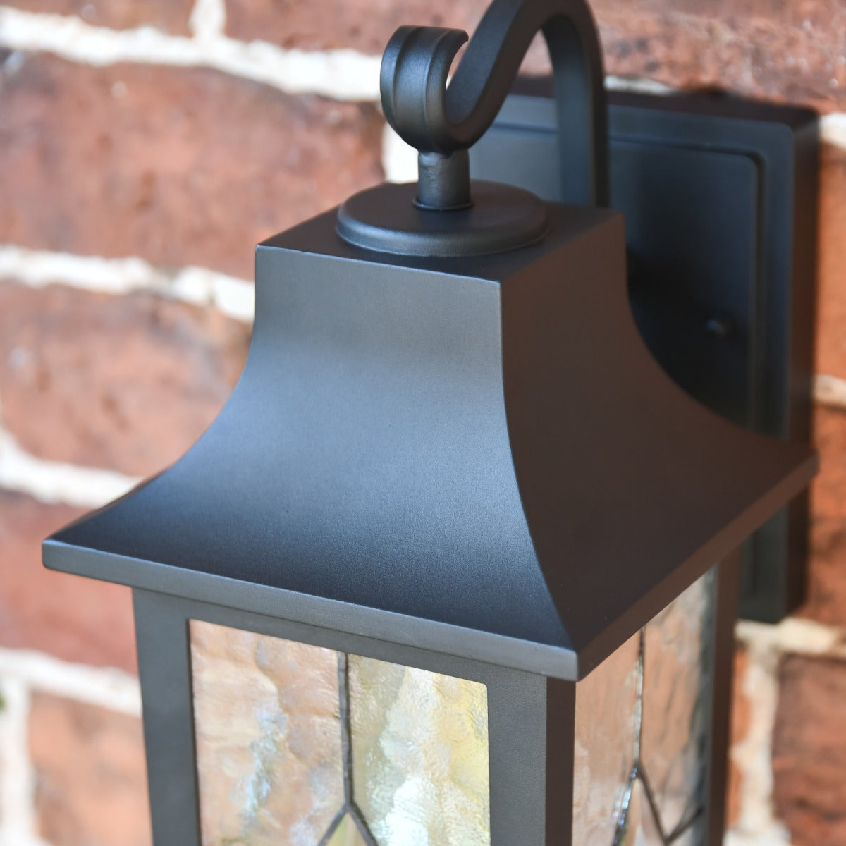 Black Traditional Rectangular Top Fix Wall Light in Situ