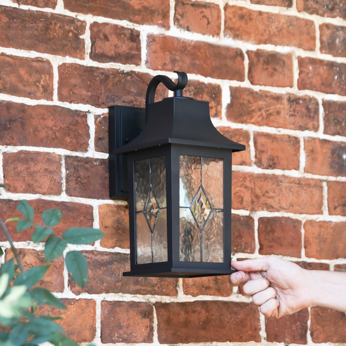 Scale Shot of Black Traditional Rectangular Top Fix Wall Light