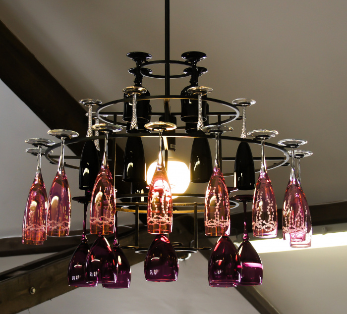 Hanging Wine Glass Chandelier Light, Wine Glass Light Fixture