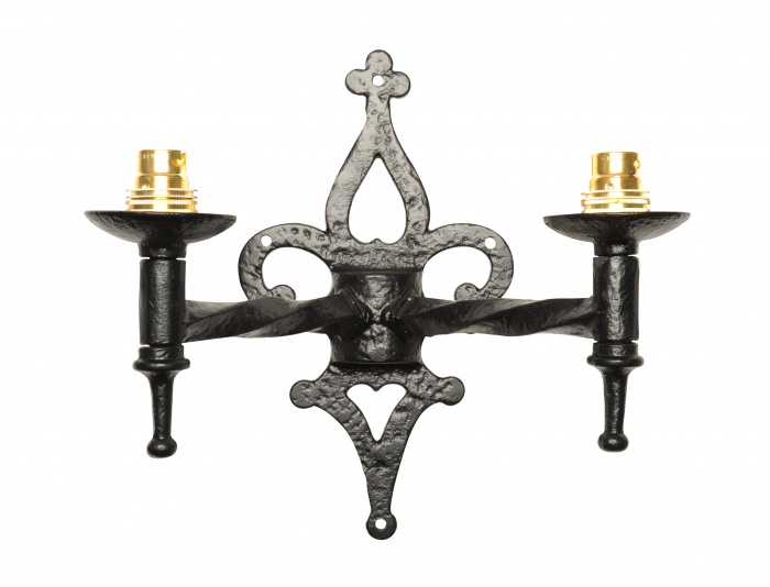 Traditional Black Iron Gothic Twin Wall Sconce - Gothic Wall Sconces For Candles Uk