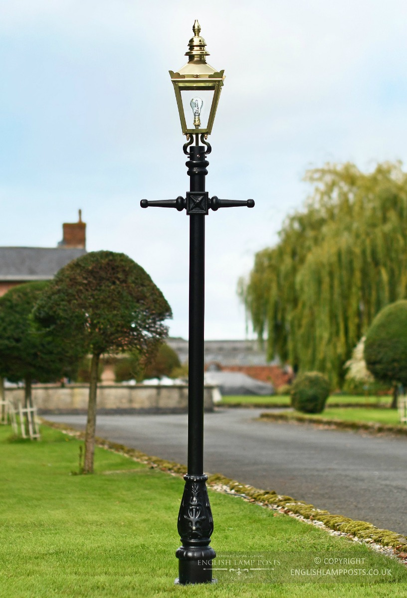 Polished Brass Kensington Lamp Post 2 25m, Car Park Lamp Posts