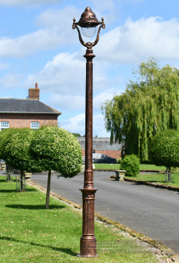 2.5m Antique Copper Victorian Gothic Cast Iron Lamp Post