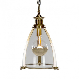50cm Brass Framed Hanging Ceiling Light With Glass Panes