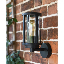 Black Contemporary Outdoor Wall Light In Situ 