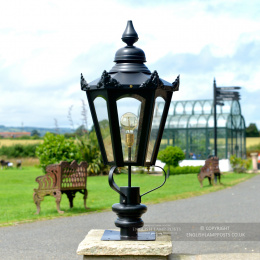 Black Hexagonal Pillar Light and Lantern Set 102cm