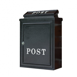 Wall Mounted Post Box in a Black  Finish with White Text