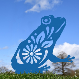 Flower Frog Garden Sheet Steel Silhouette In Blue