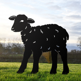Young Curly Lamb Garden Sheet Steel Silhouette In Black