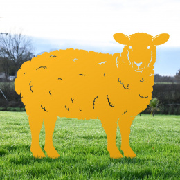 Curly Sheep Garden Sheet Steel Silhouette In Yellow