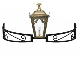 Antique Brass Gothic Lantern on Bow Bracket