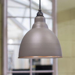 Grey Bowl-Shaped Hanging Pendant Light In Situ