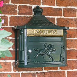 "Huntley" Dark Green Wall Mounted Post Box in Situ
