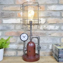 Industrial Steam Punk Table Lamp With Built In Clock