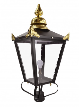 Large Black Victorian Lantern With Polished Brass Detailing