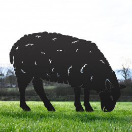 Ewe Sheep Feeding Garden Sheet Steel Silhouette In Black