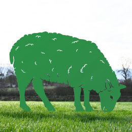 Feeding Ewe Sheep Garden Sheet Steel Silhouette In Green