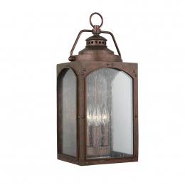 Large Rustic Copper Finish Gas-Lamp Style Wall Lantern