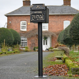 Finschester Letter Box and Pedestal In Black
