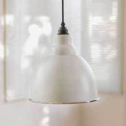 Light Grey Bowl-Shaped Hanging Pendant Light In Situ