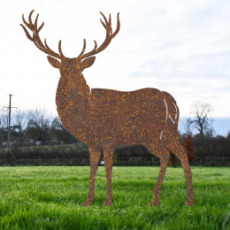 Large Stag Garden Sheet Steel Silhouette In Rustic
