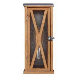 Natural Wood and Stainless Steel Flush Wall Lantern