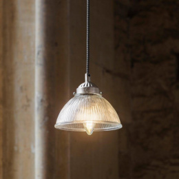 Nickel and Fluted Glass Hanging Pendant Light By Garden Trading