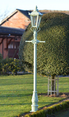 Hand Painted Pale Green Garden Lamp Post Set