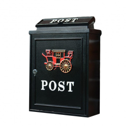 Wall Mounted Post Box with a Red Horse Carriage Design