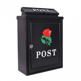 Wall Mounted Post Box with a Red Rose Motif