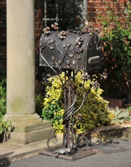 Rustic Iron Floral Deluxe Freestanding Post Box