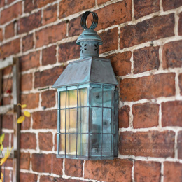 Rustic Verdigris Vintage Flush Wall Lantern