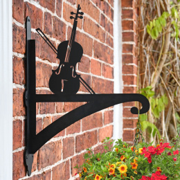 "Violin" Garden Hanging Basket Bracket On Brick Wall