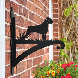 "Boxer" Dog Garden Hanging Basket Bracket On Brick Wall